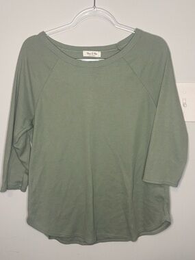 Sage Green Waffle Knit Long Sleeve Top